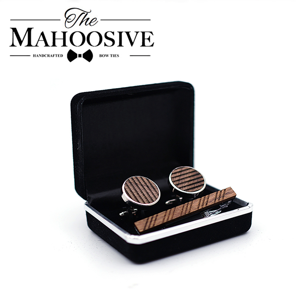 Tie Bar Set Gift - Высококачественные деревянные Запонки Зажим Для Галстука