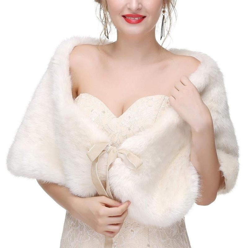 Stole Wedding Shawl - 652F Изысканный палантин из искусственного меха,