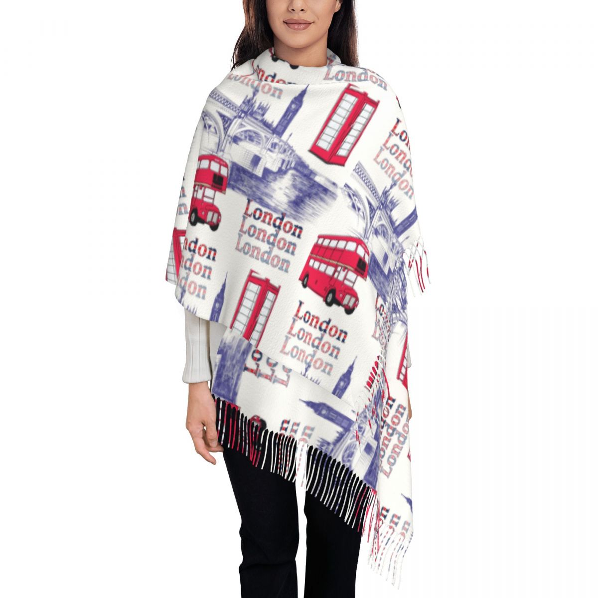Pashmina Wrap Large - Лондон, Англия, сцены, шали, зимние теплые
