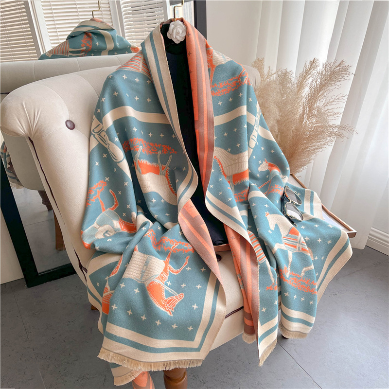 Woven Scarf Blanket - Роскошное плотное кашемировое одеяло с принтом