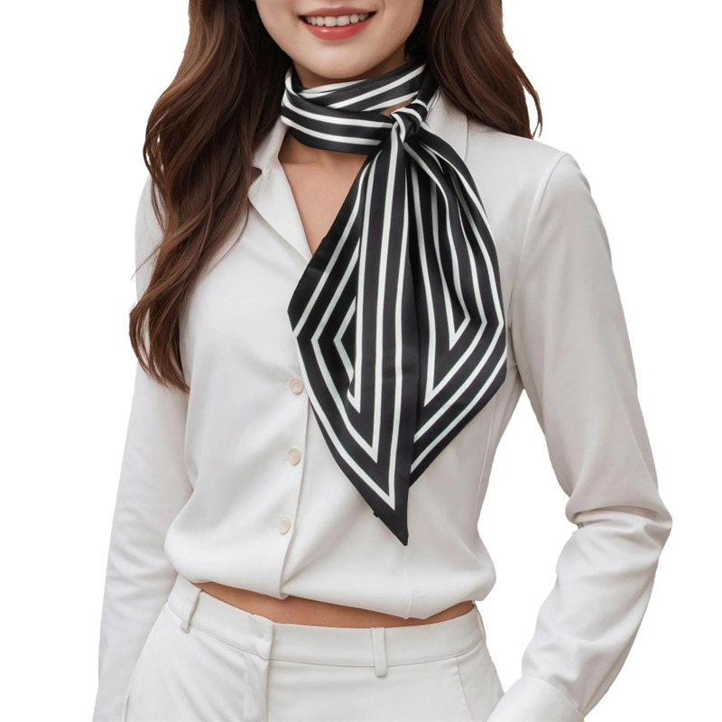 Silk Tie Striped - Модный полосатый шарф с лентой для