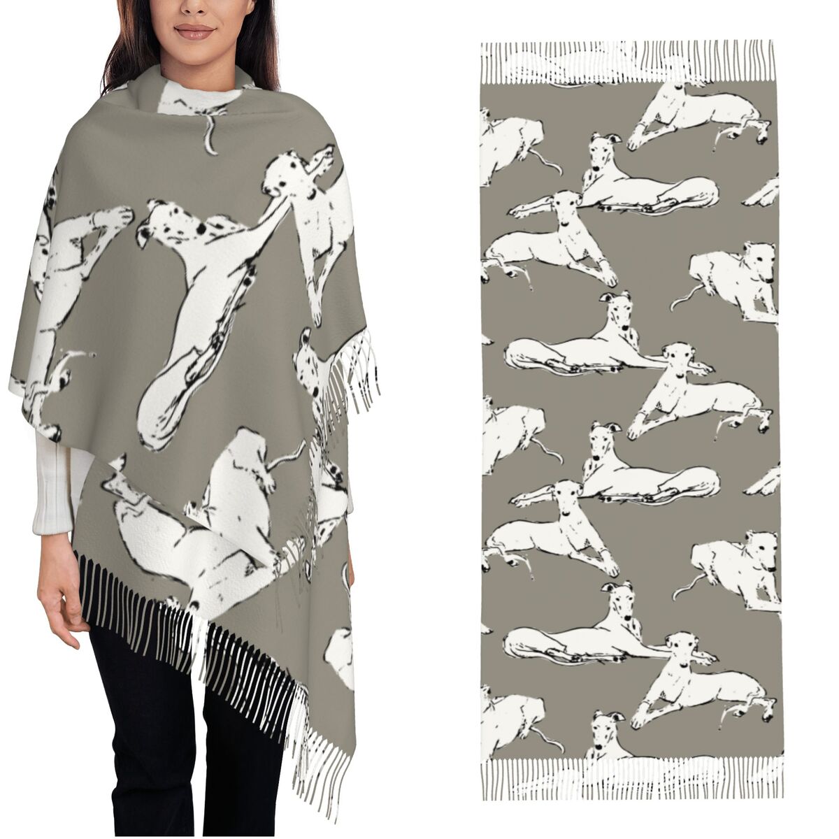 Pashmina Wrap Large - Расслабляющий шарф борзой уиппета для женщин,