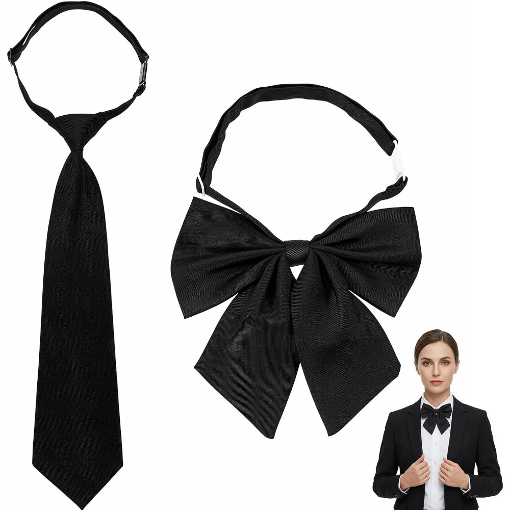 Bow Tie Pre Tied - Черные галстуки-бабочки для женщин, большие, готовые