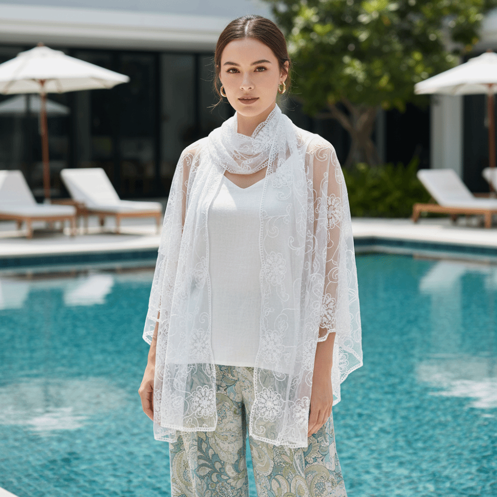 Кружевной шарф-платок с вышивк – обзор и цена Stole Wedding Shawl