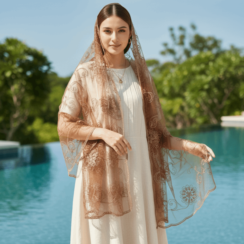 Кружевной шарф-платок с вышивк – обзор и цена Stole Wedding Shawl